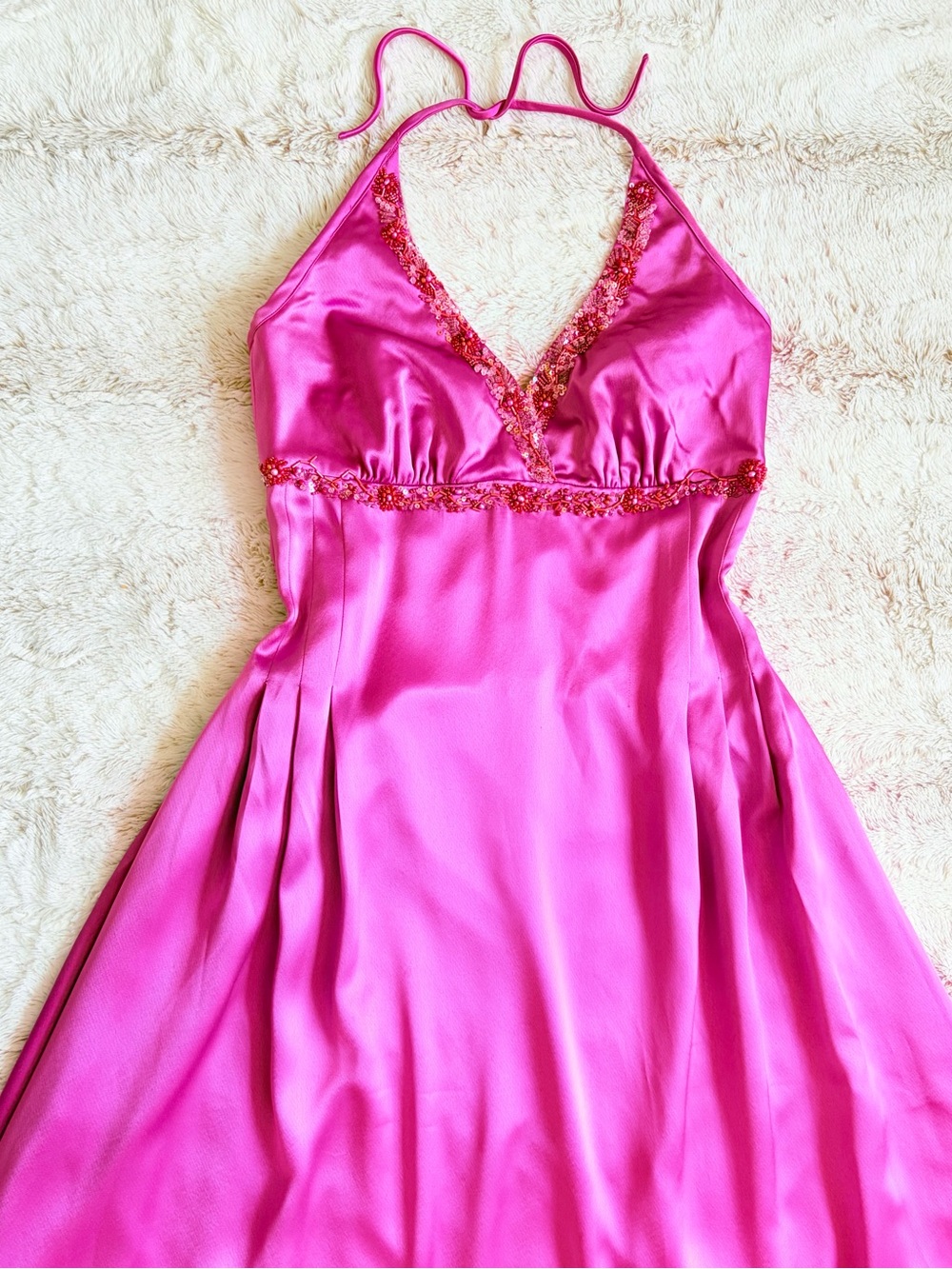 Couture Y2K Fairycore Pink Hand Beaded Sequin Emilio Mata Gown Prom Wedding